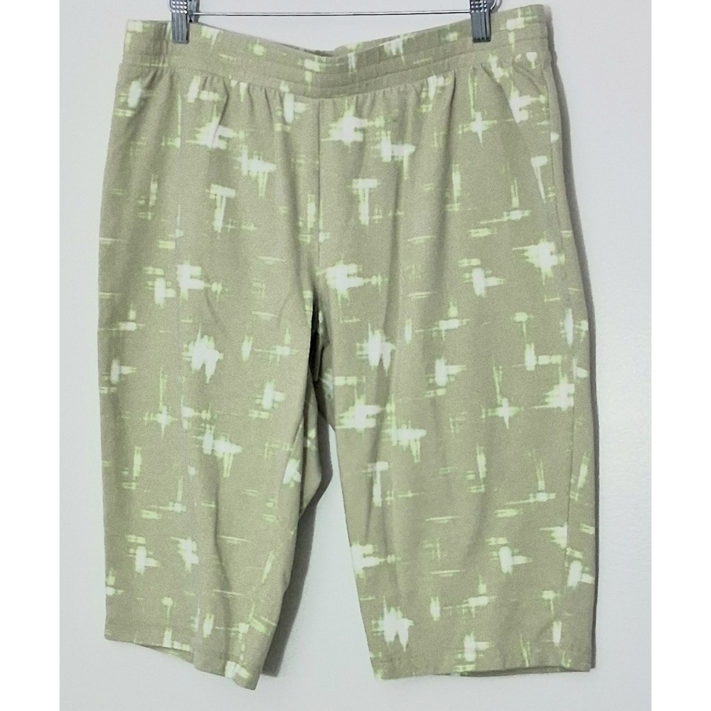 Isaac Mizrahi Live! Pedal Pushers Womens Size LP Petite Green Soho French‎ Terry